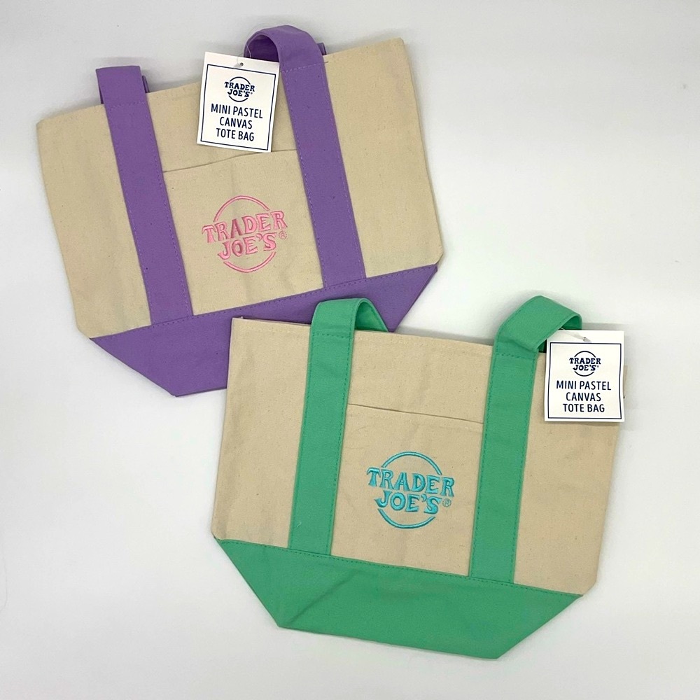 NWT Trader Joe’s Two Mini Pastel Canvas Bags